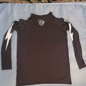 Chaser Women's Black Long Sleeve Tee with White Lightning Design